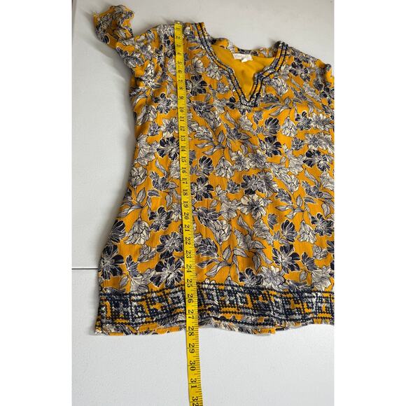 Magnolia Grace Top Women XL Yellow Floral V-Neck Boho Cottage Prairie Peasant - Picture 6 of 12